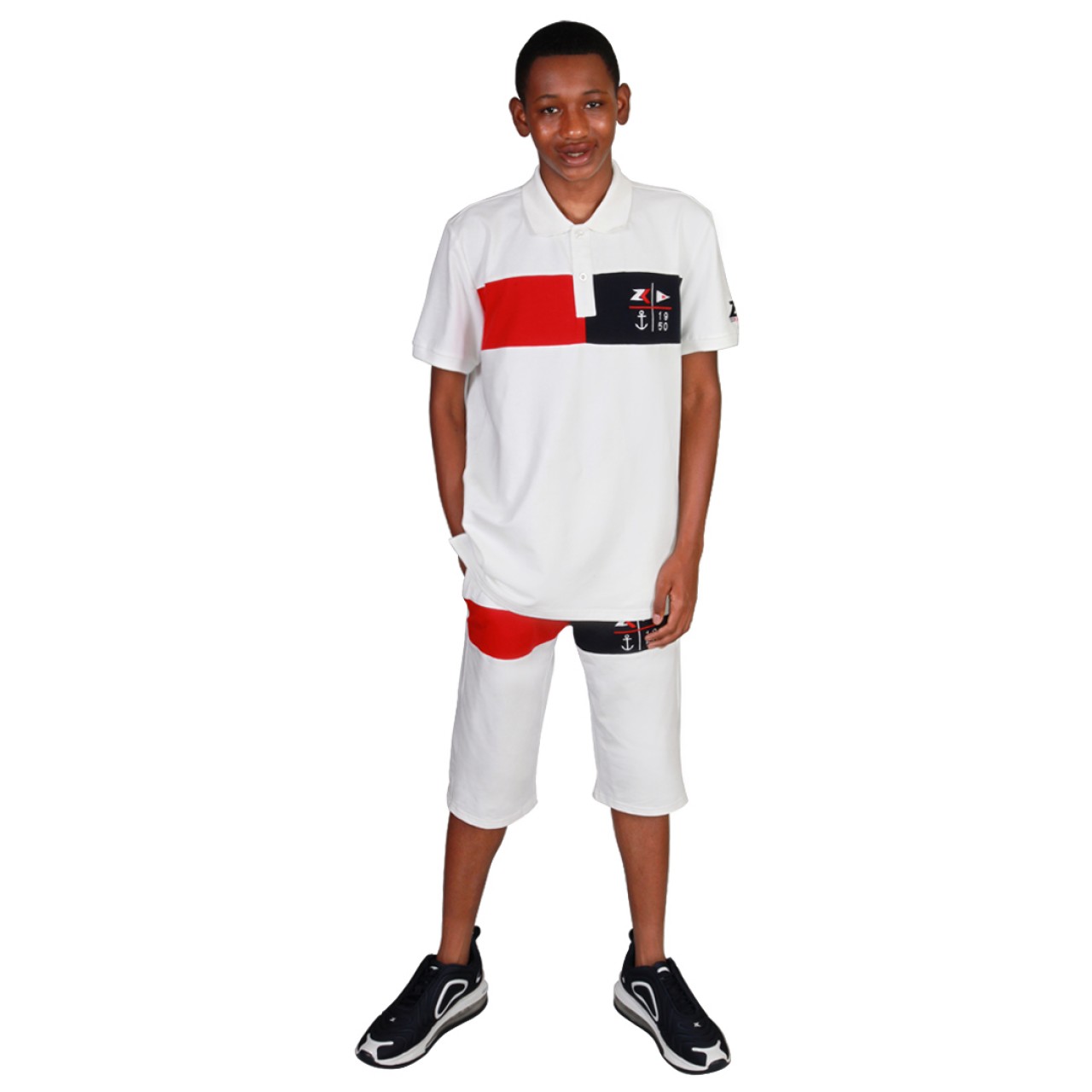 Zeekas Men s Short Sleeve White Polo Shirt With Shorts Set